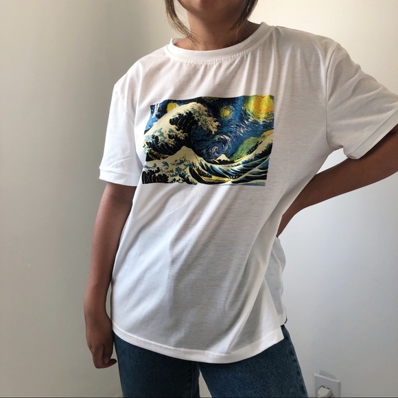 The Great Wave x Starry Night Graphic T-Shirt - Picture 4 of 4